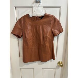 Rachel Zoe 100% lamb leather short sleeve top